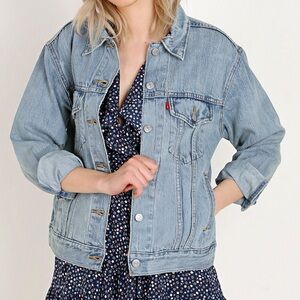 Levi's Ex-Boyfriend Trucker Jacket Distressed Light Blue XS